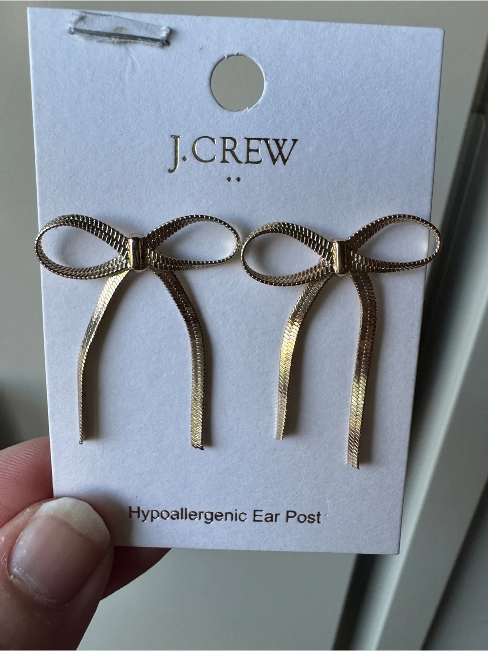 NWT! J. CREW FACTORY Metallic Bow Earrings, Gold - Picture 9 of 14
